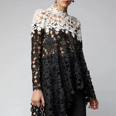 Misha Floral Lace Cut Out Tunic Blouse