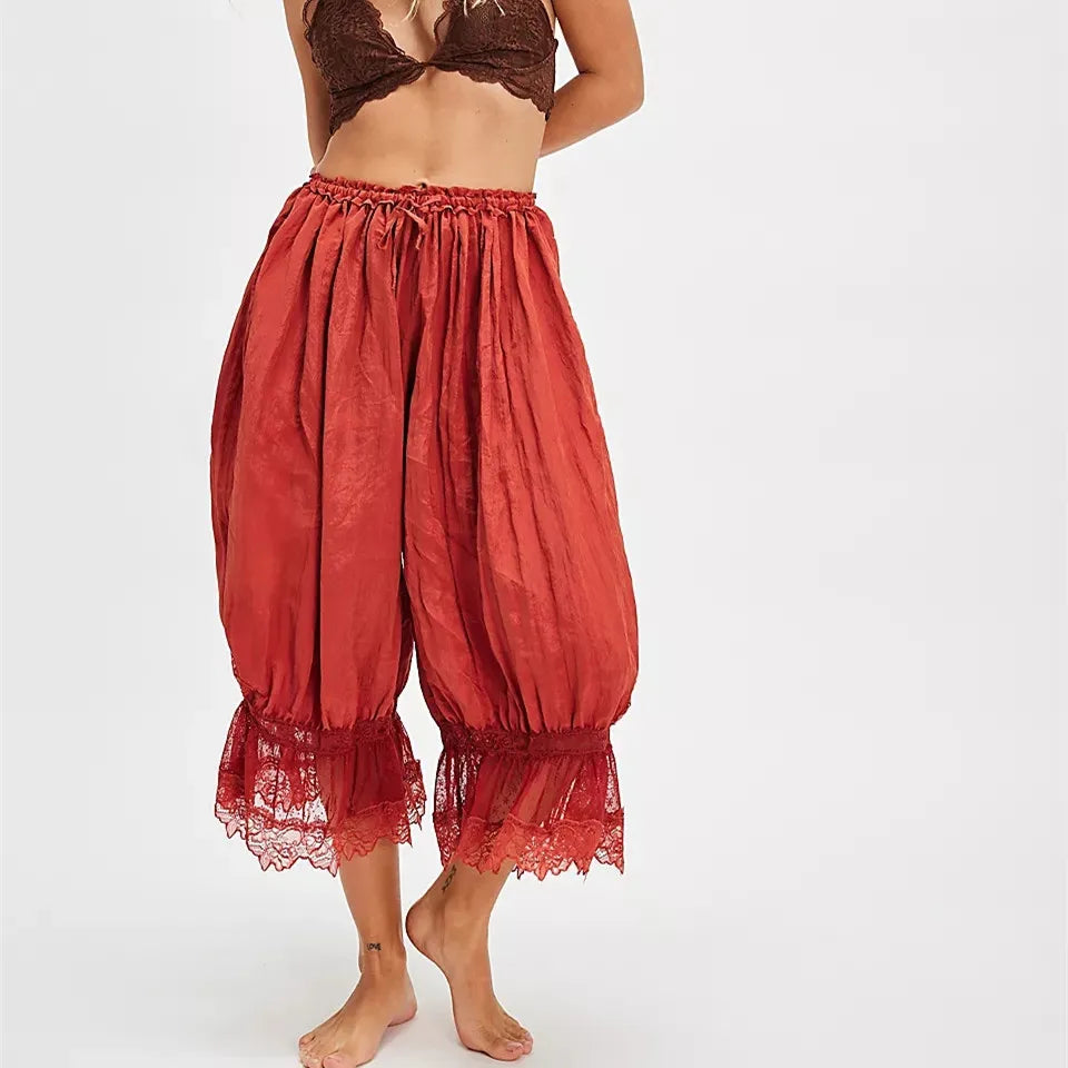 Sefina Vintage Lace Boomer Ruffle Pants