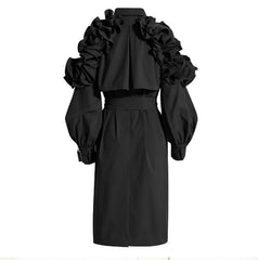 Octavia Ruffle Applique Trench Coats