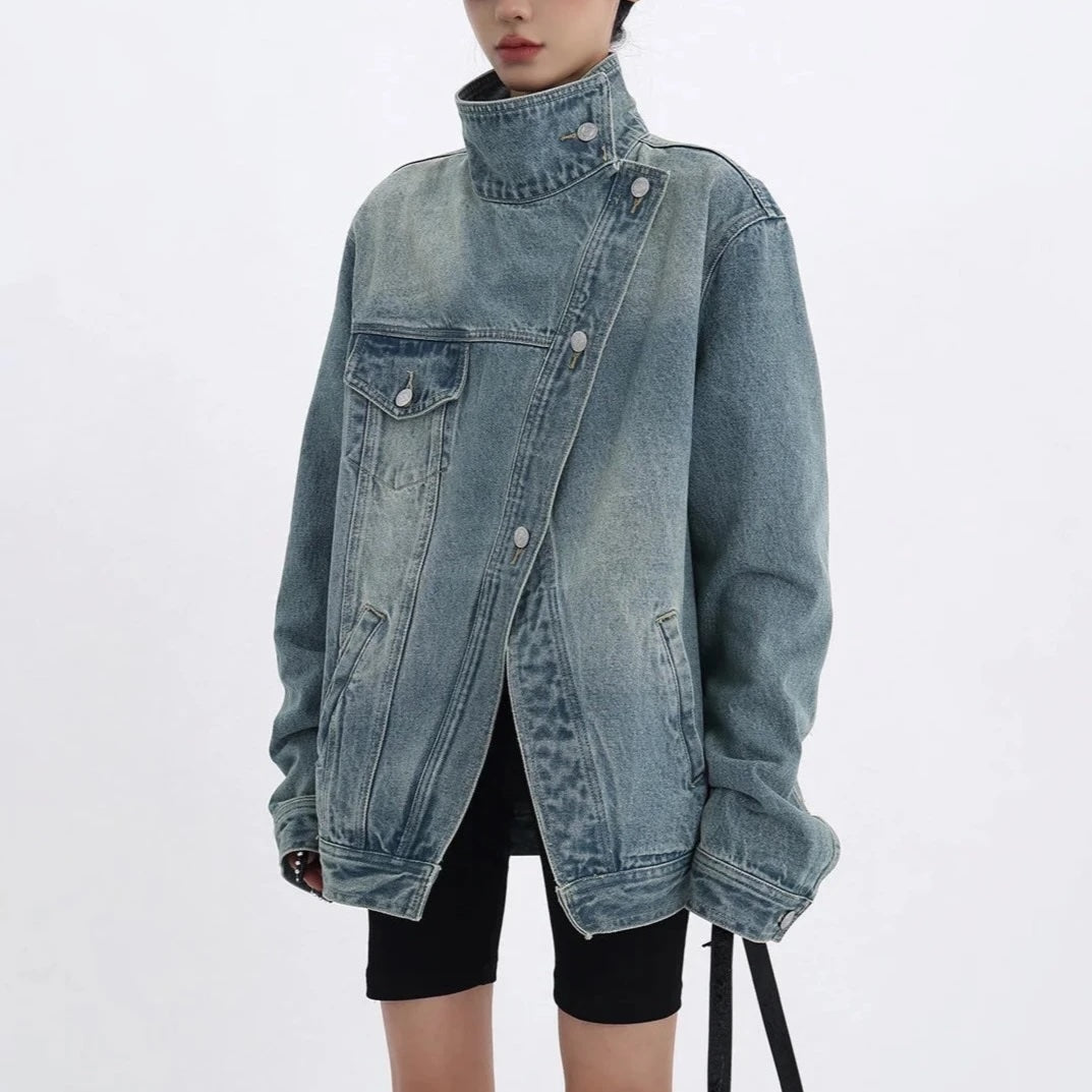 Nomie Funnel Neck Denim Jacket