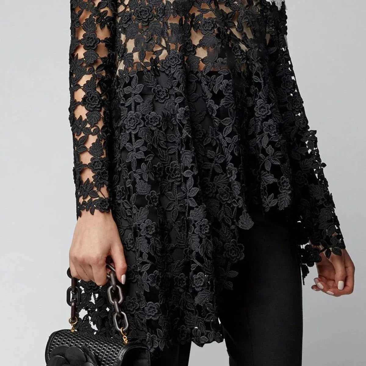 Misha Floral Lace Cut Out Tunic Blouse