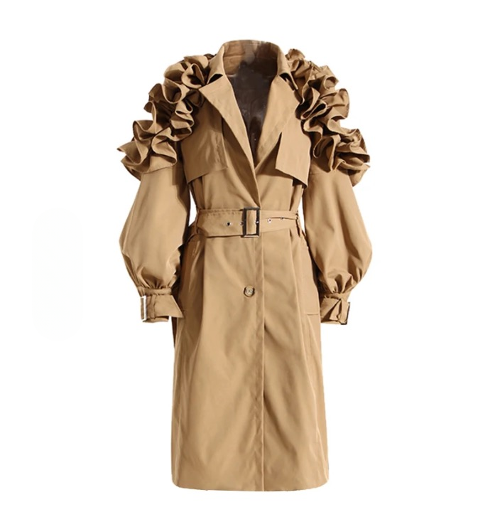 Octavia Ruffle Applique Trench Coats