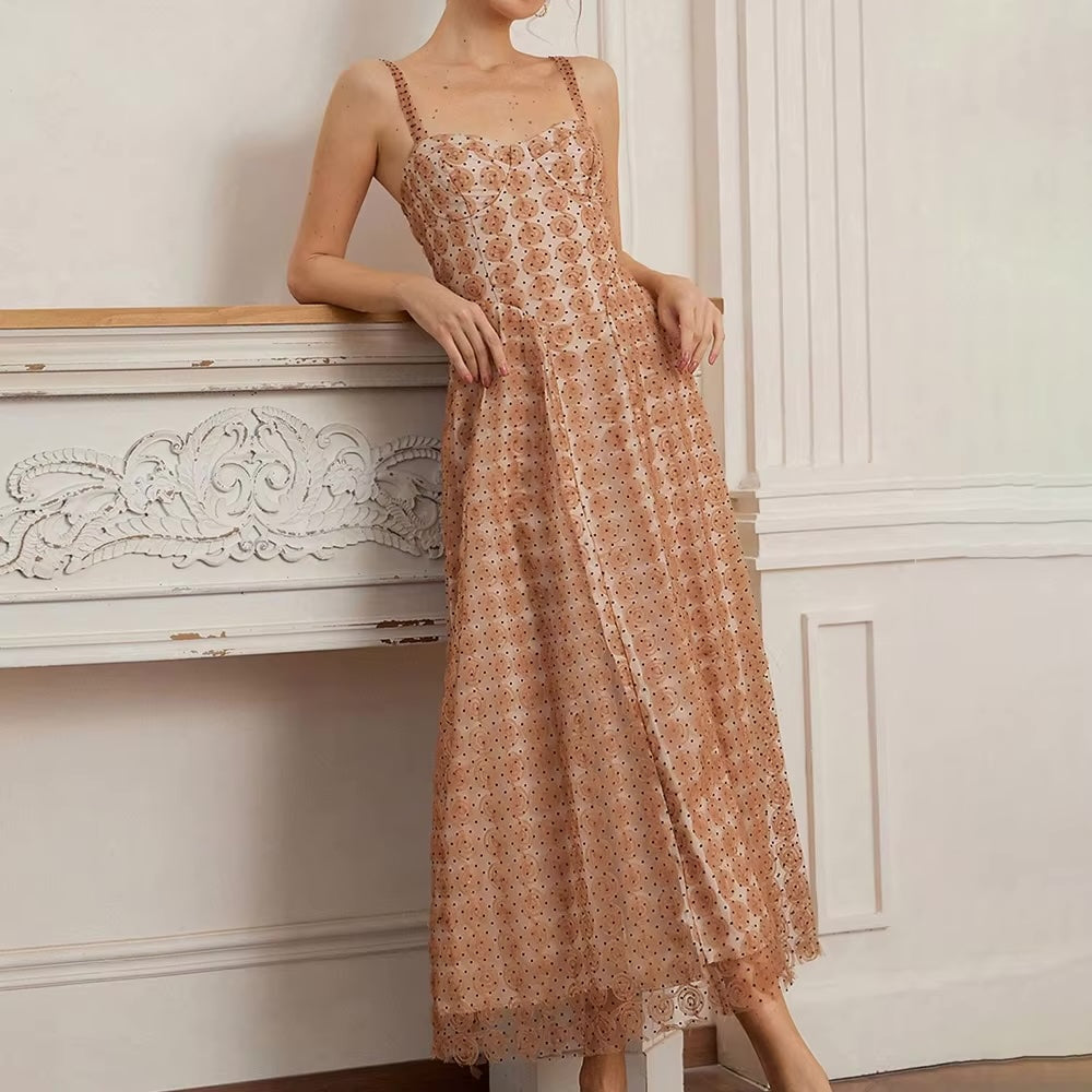 Louisa Tulle Flower Polka Dots Bustier Dress