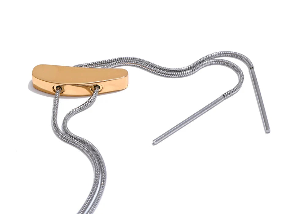 Gold Geometric Adjustable Long Bib Necklace