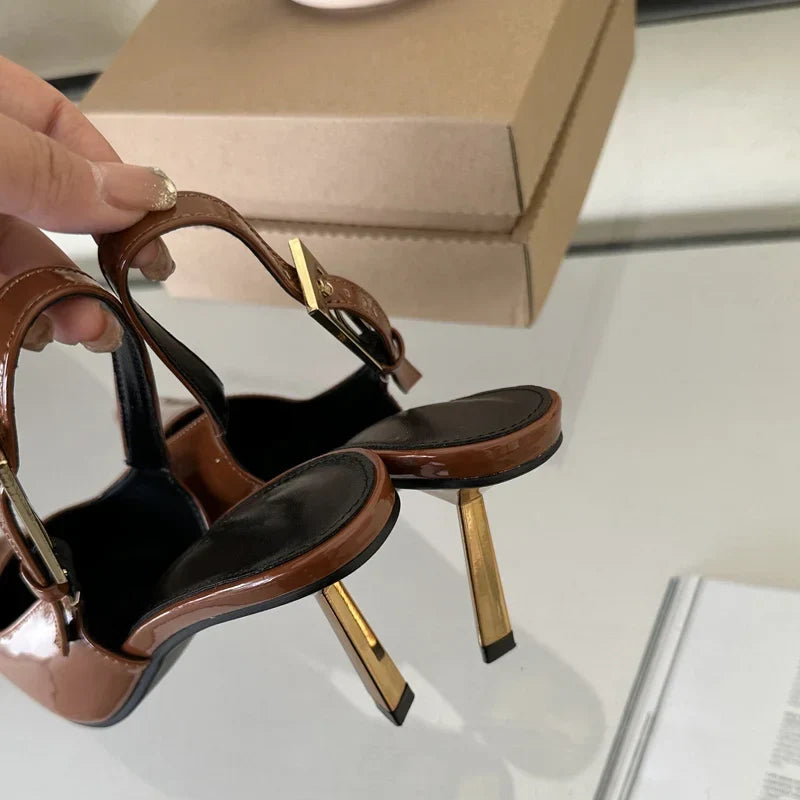 Eileen Pointed Toe Sling Back Kitten Heels