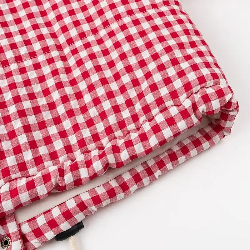 Anica Plaid Heart Patchwork  Parkas Quilted Jacket