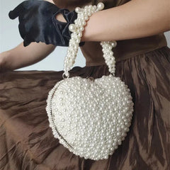 Alize Luxe Heart Pearl Beads Bag