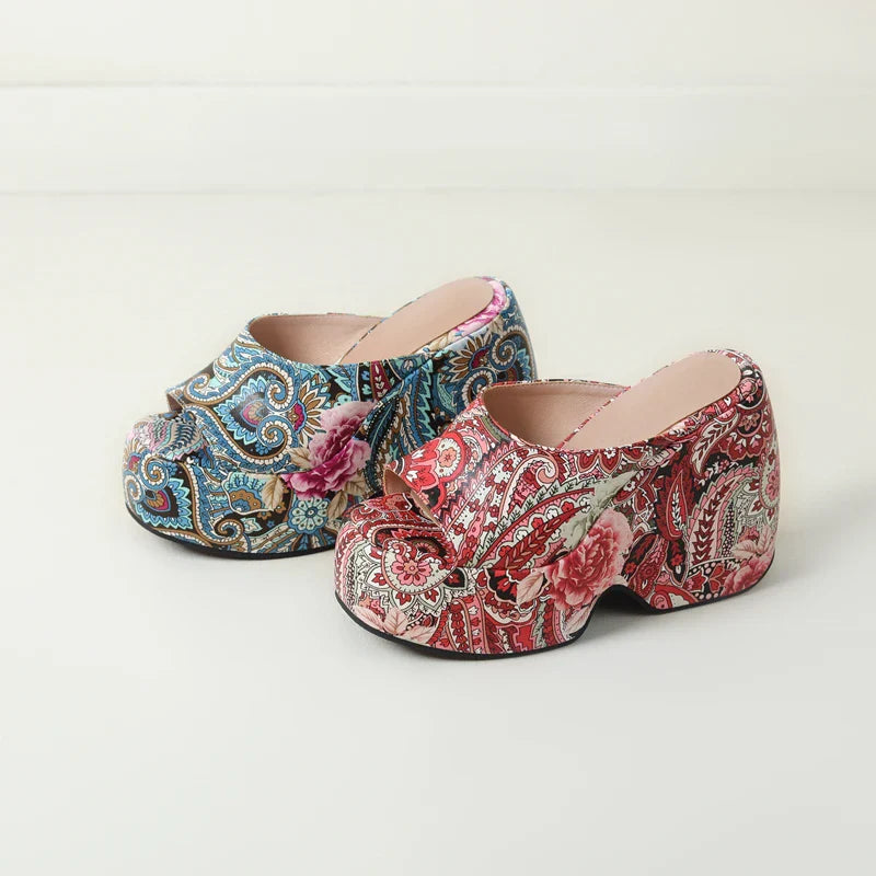 Karuna Colorful Paisley Prints Wedge Sandals