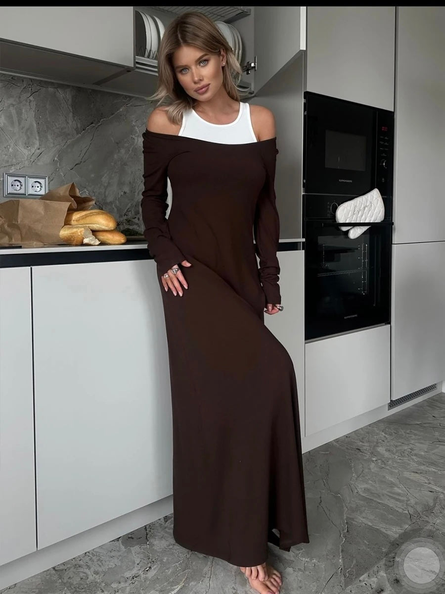 Evie Tank Top Patchwork Off The Shoulder Dress