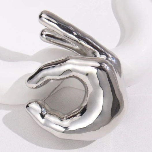 Metal Pinching Hand Brooches