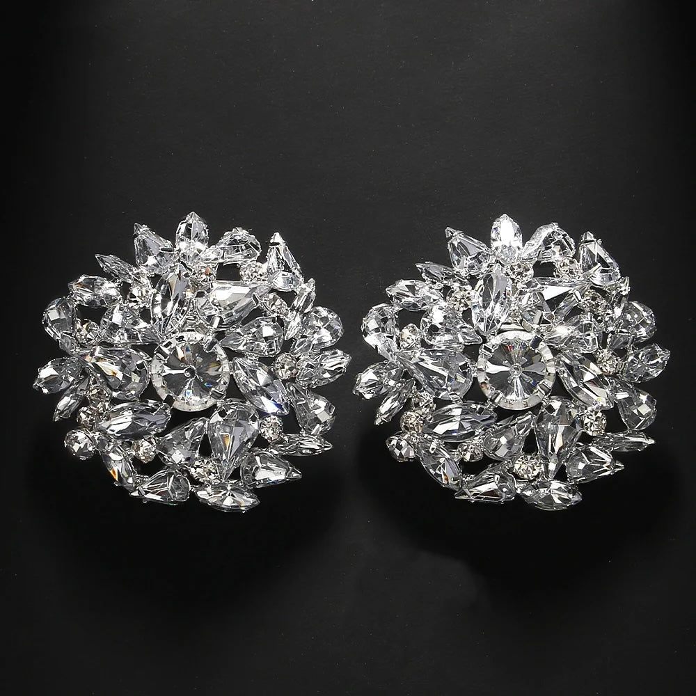 Haylo Round Crystal Clip Earrings