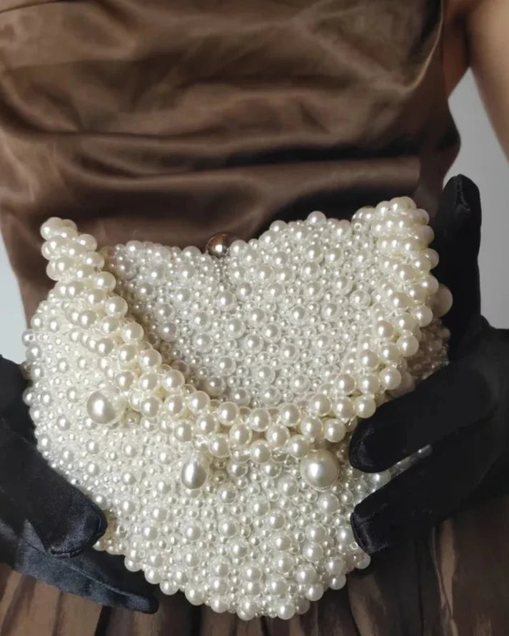 Alize Luxe Heart Pearl Beads Bag