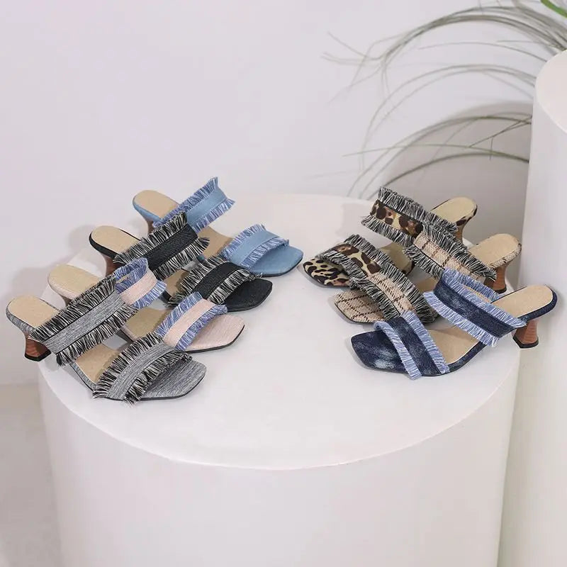 Sienna Tassel Fringe Mule Sandals