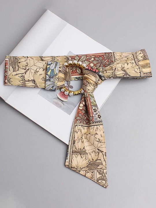 Elegant Vintage Print Sash Belt