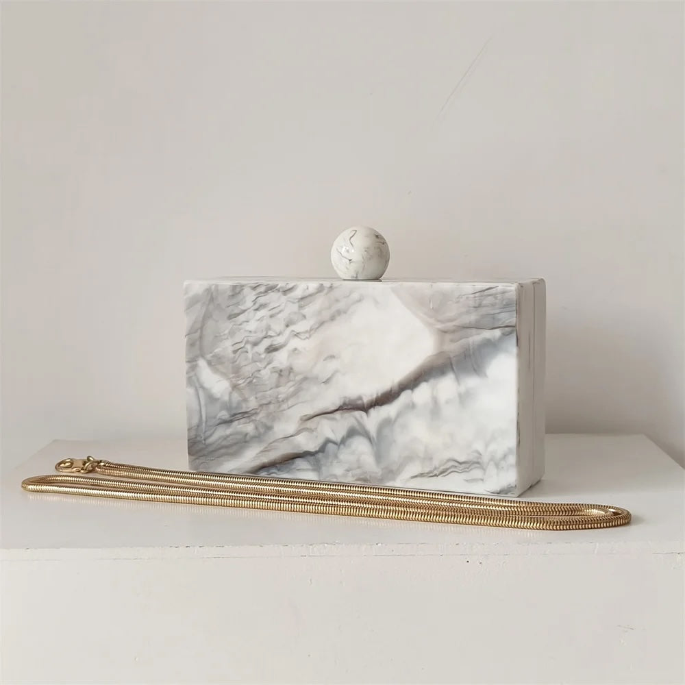 Etain Pastel Marble Acrylic Box Clutches