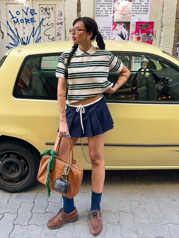 Bessie Casual Striped Polo T-shirts