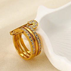 Safety Pin Multi CZ Ring