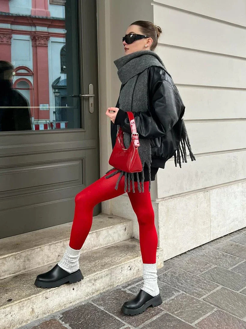 Fire Red Stockings - Sheer or Opaque