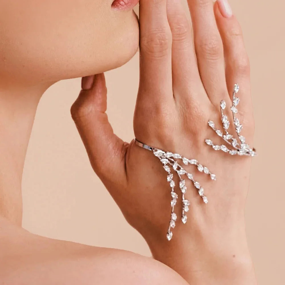 Crystal Leaf Hand Bracelet
