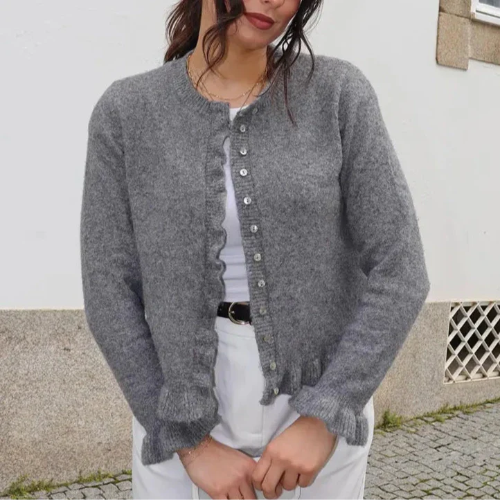 Enola Sweet Ruffle Trim Cardigan