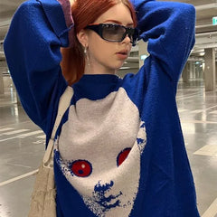Alien Pattern Street Style Knit UNISEX Sweater