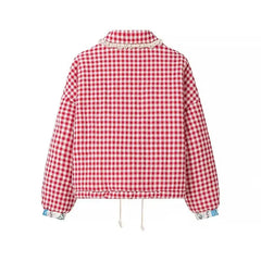 Anica Plaid Heart Patchwork  Parkas Quilted Jacket