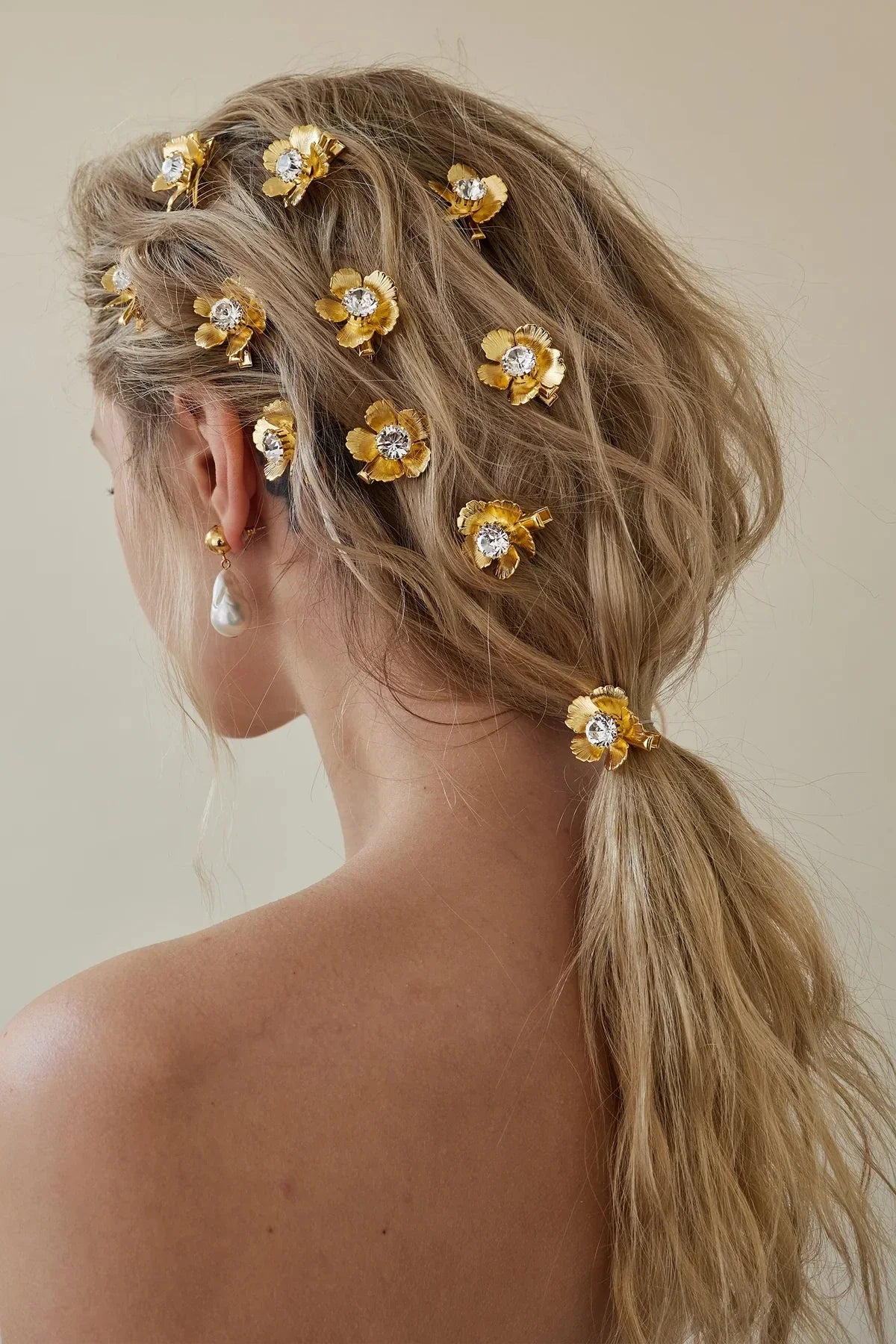 Amanda Rhinestone Flower Hairpins- 4PCS