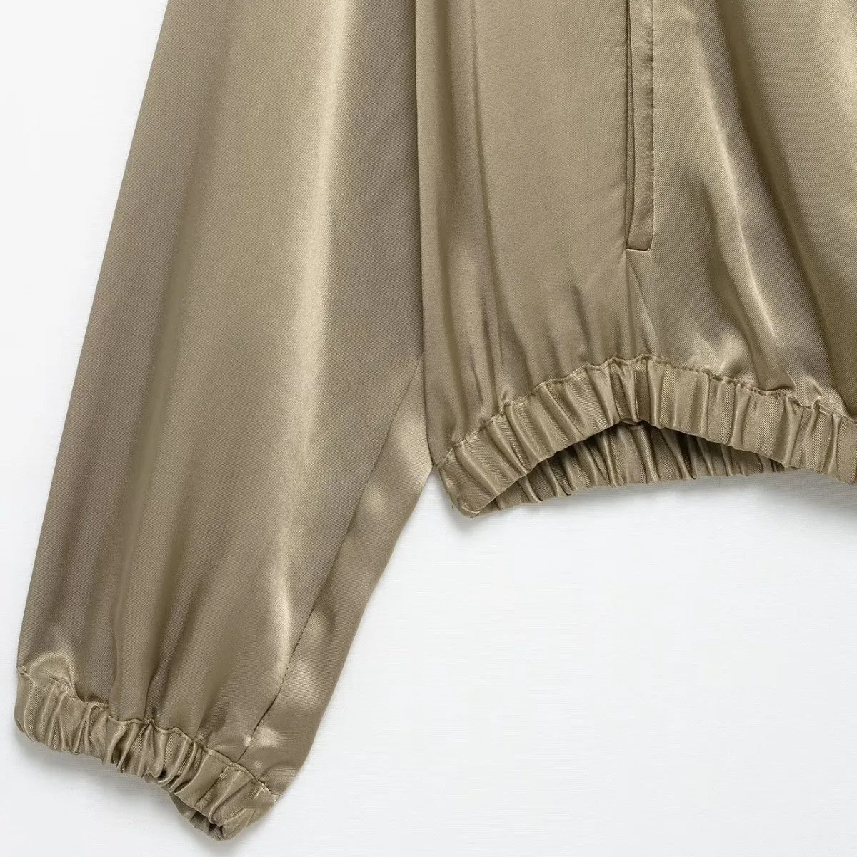 Yelena Satin Ruffle Bomber Jacket