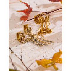 Gina Metal Bead Tassel Drop Earrings