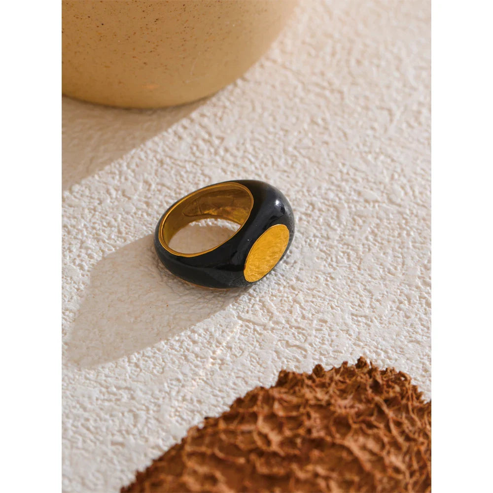 Pauline Enamel Geometric Minimalist Ring