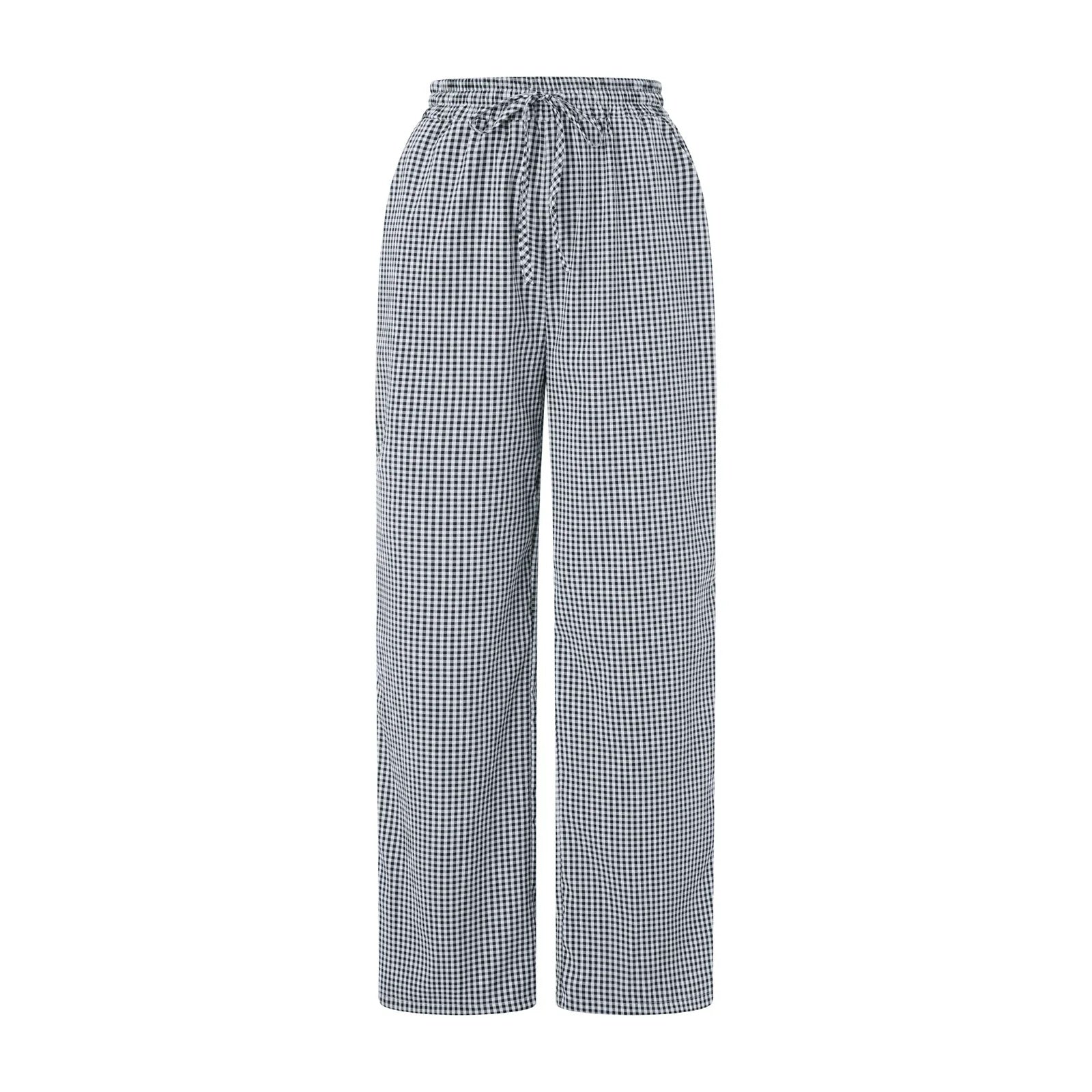 Harper Pin Check Casual Drawstring Pants
