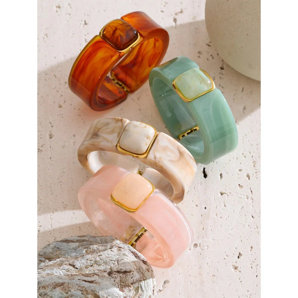 Jasmine Acrylic Wide Bracelet Bangle