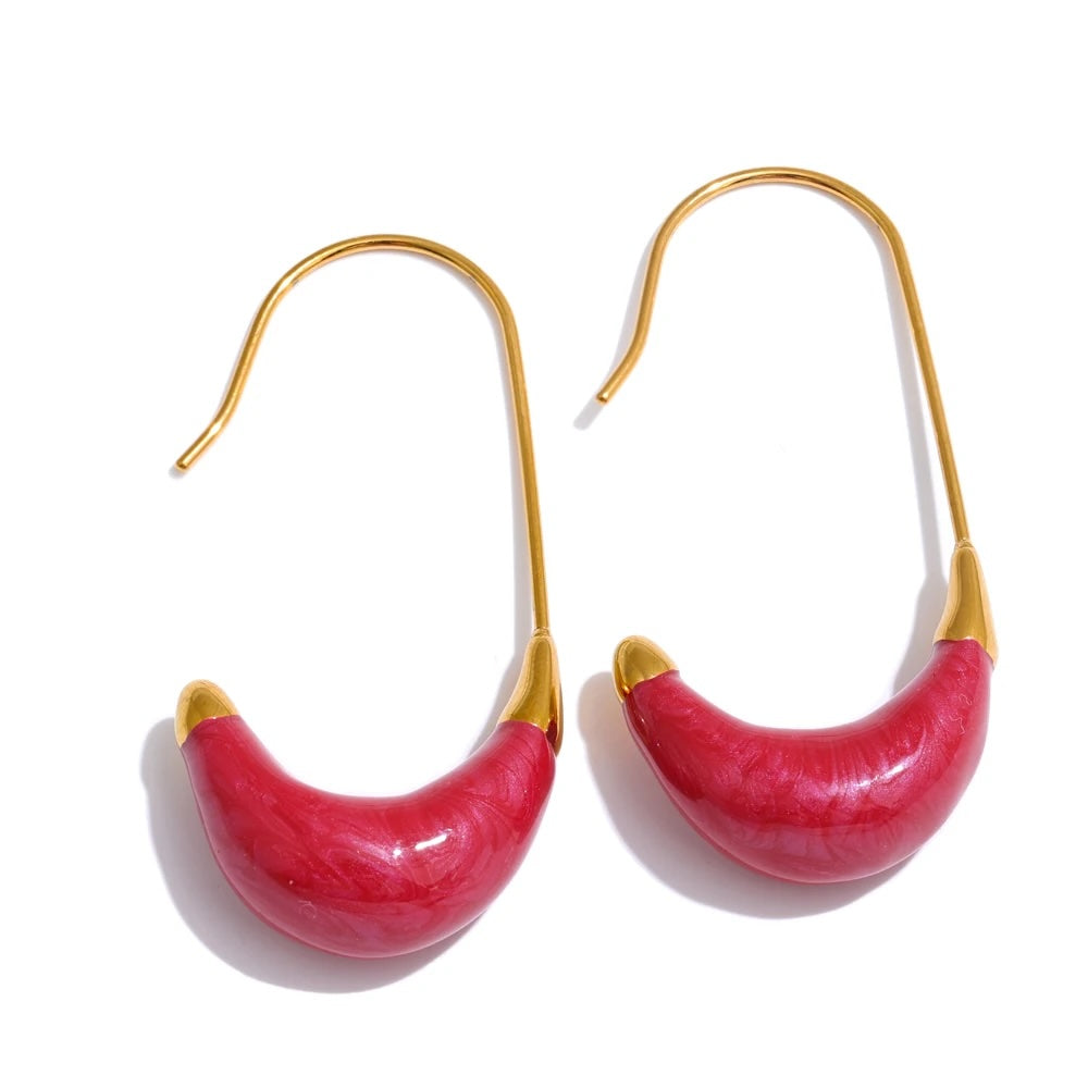 Olana Enamel U Shape Hoop Earrings