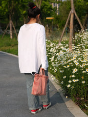 Caya Ruffle Trim Casual Gingham Tote