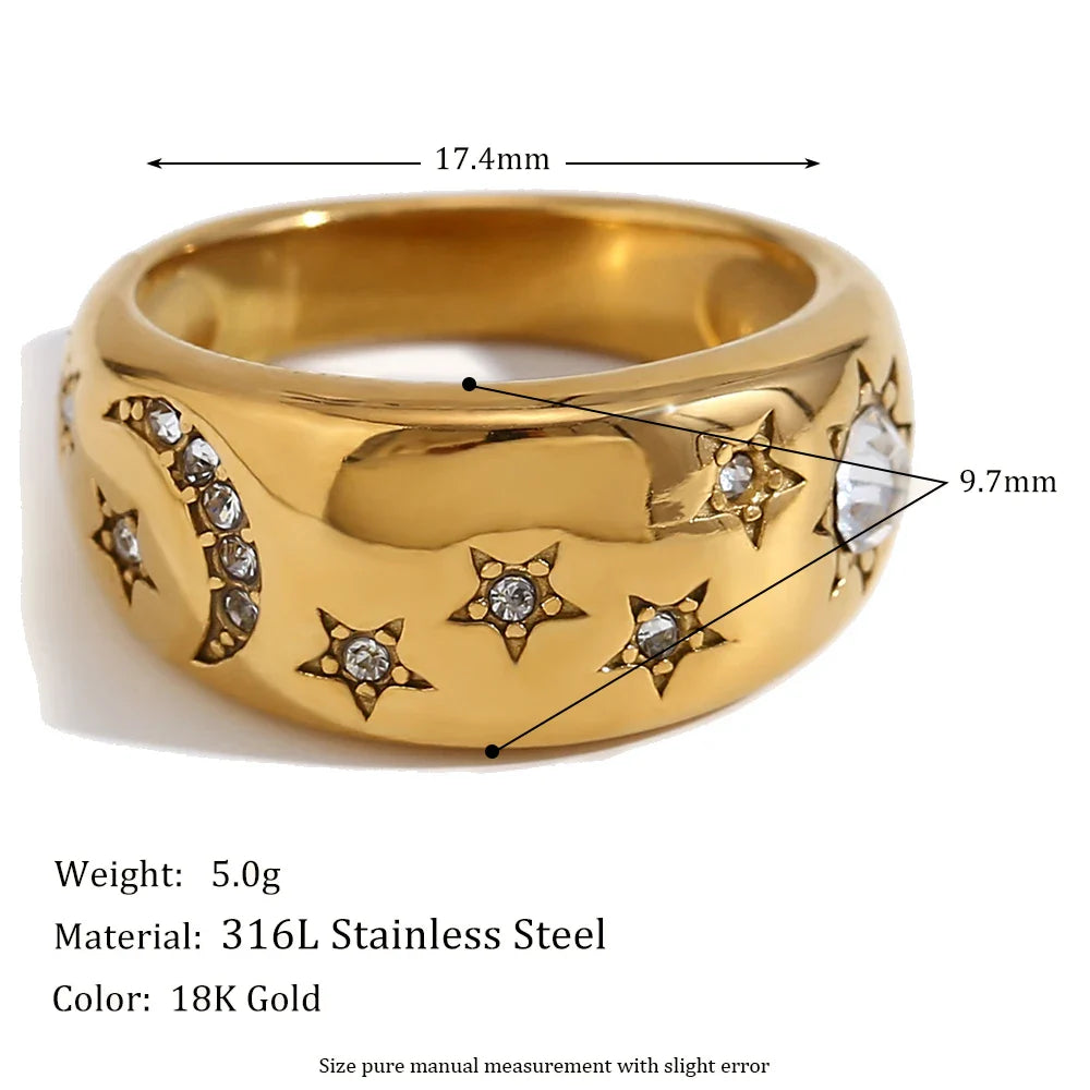 CZ 18K Gold Plated Celestial Ring