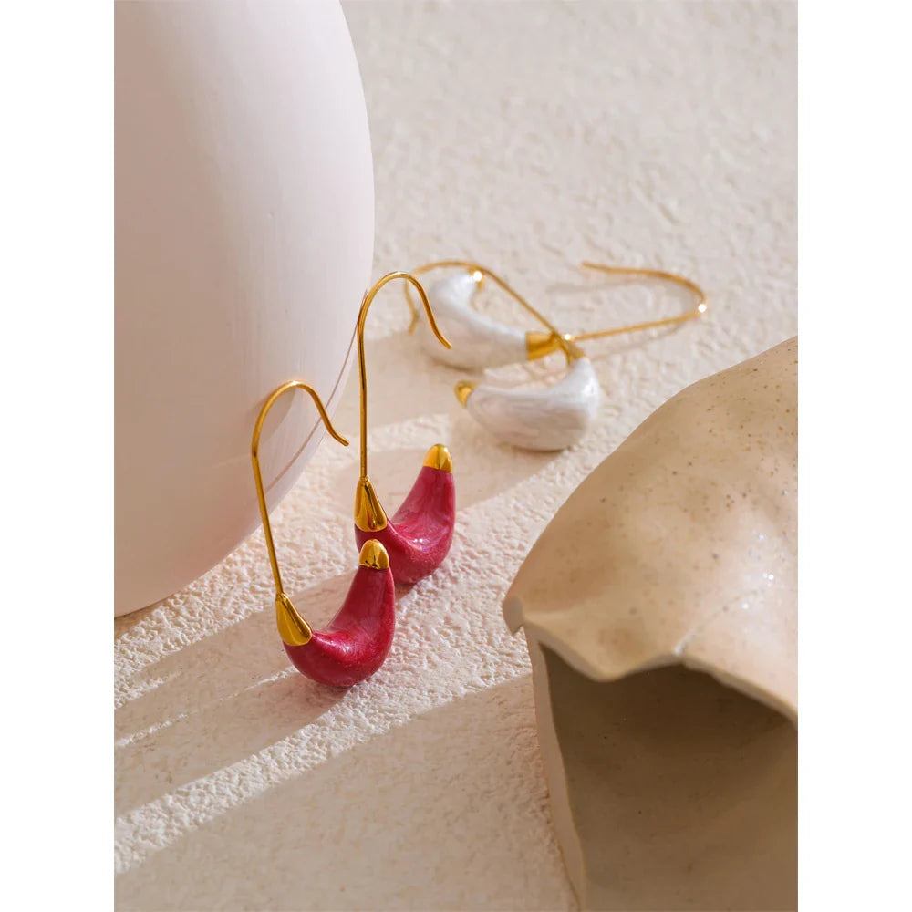 Olana Enamel U Shape Hoop Earrings