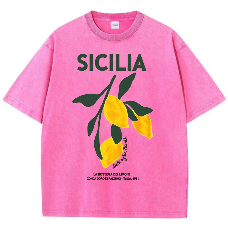 Sicilia Lemons Graphic Vintage Wash T-Shirts