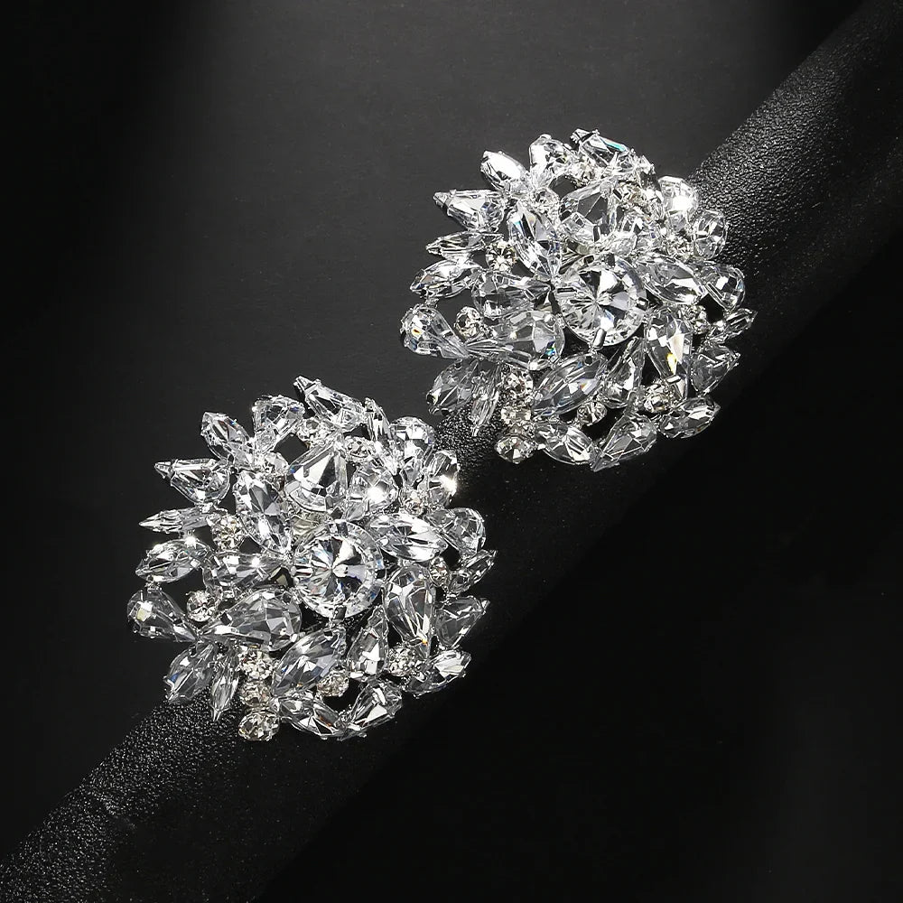 Haylo Round Crystal Clip Earrings