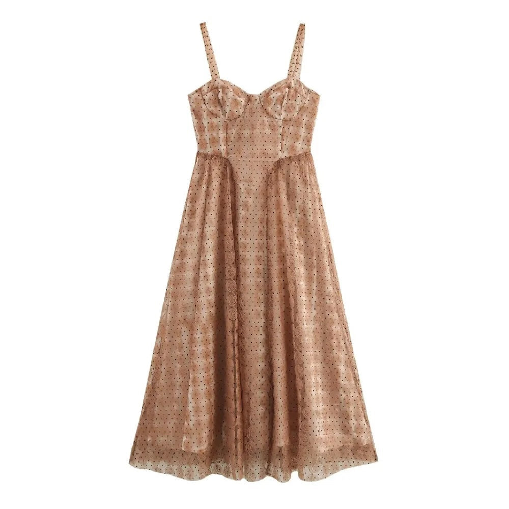 Louisa Tulle Flower Polka Dots Bustier Dress