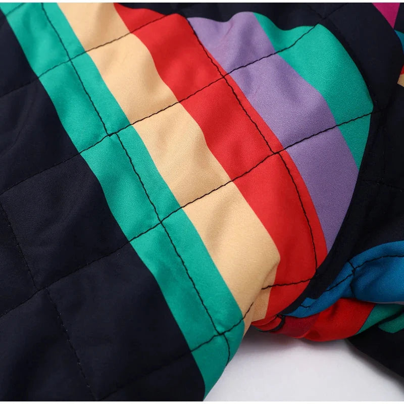 Saara Rainbow Stripe Quilted Kimono Jacket / Size L - SALE