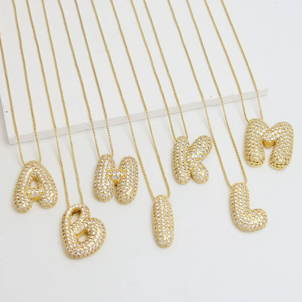 CZ Zircon Alphabet Letter Necklace