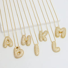 CZ Zircon Alphabet Letter Necklace