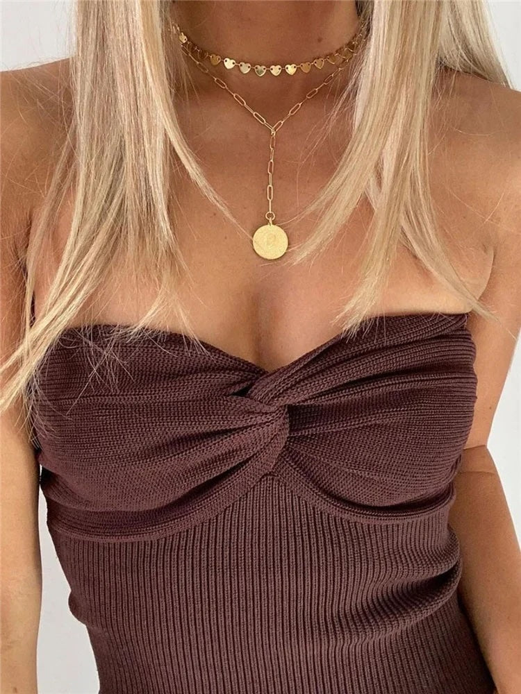 Josh Twisted Knot Knit Mermaid Tube Tops