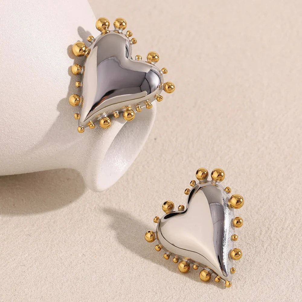 Sacha Sculpted Heart Stud Earrings