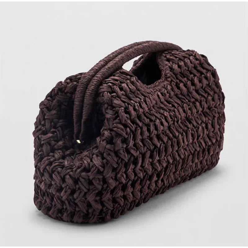 Sena Shell Straw Snap Clutch Bag