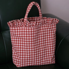 Caya Ruffle Trim Casual Gingham Tote