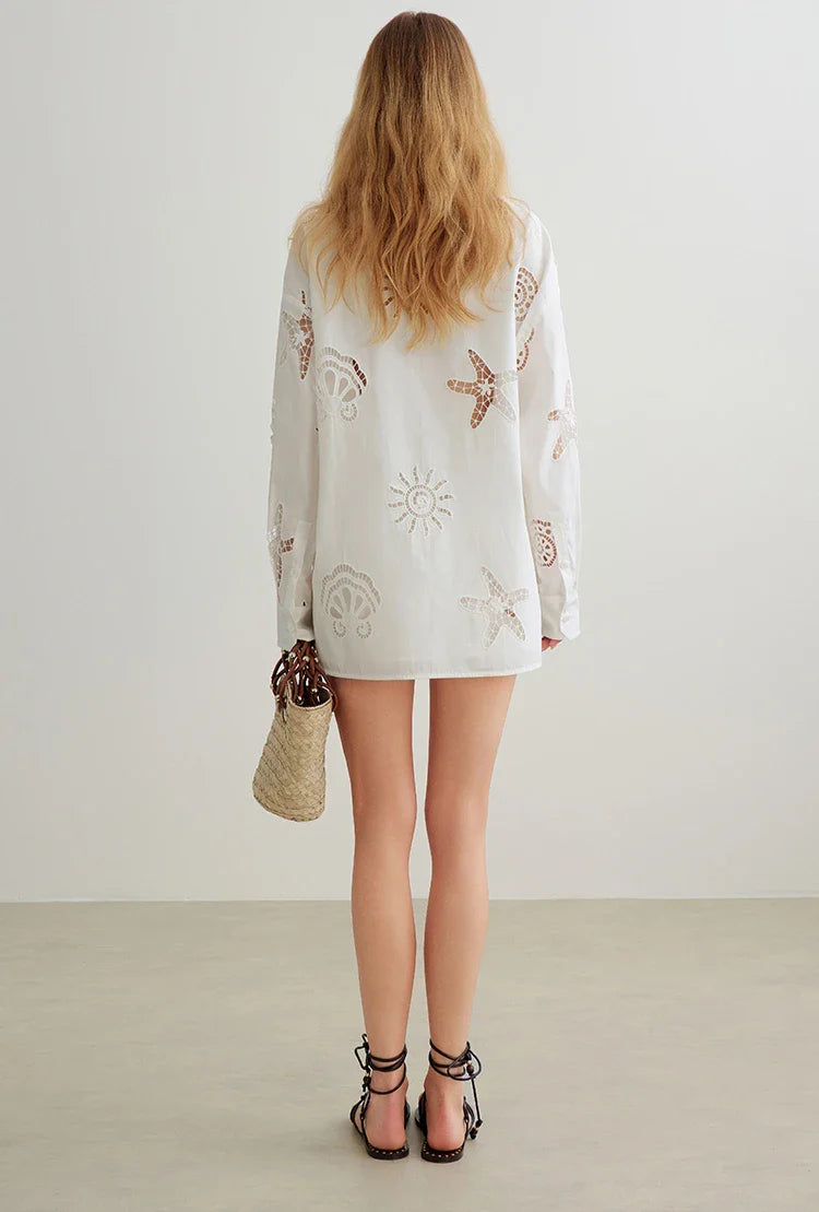 Maja Eyelet Embroidered Cotton Shirt
