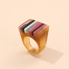 Safina Colorful Stripe Acrylic Resin Rings - 11 Colors