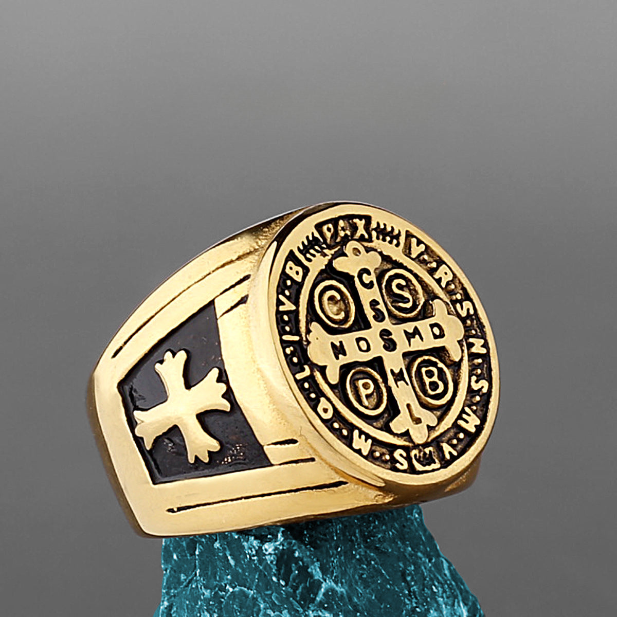 Saint-Benedict Cross-Motif Ring