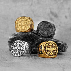Saint-Benedict Cross-Motif Ring